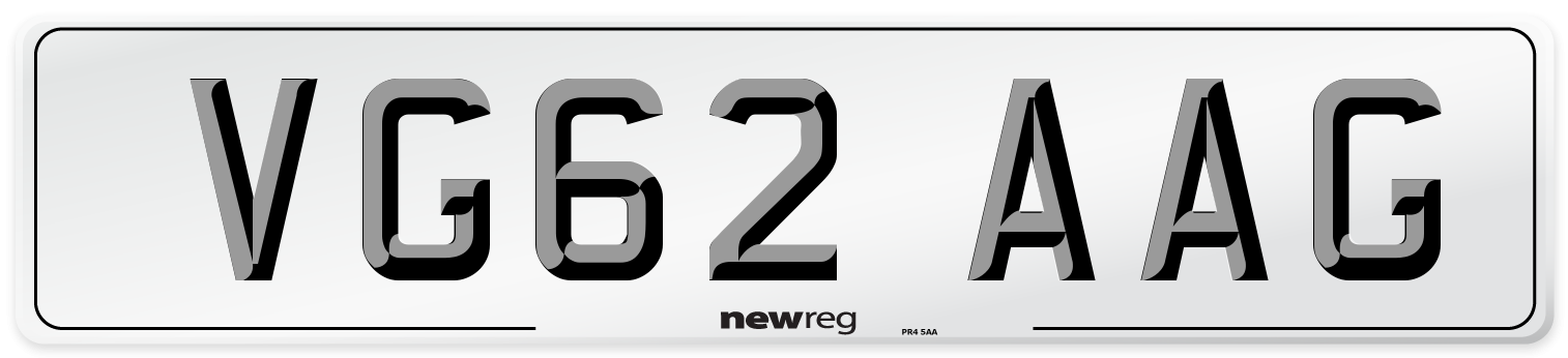 VG62 AAG Number Plate from New Reg